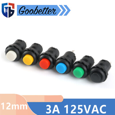 Rund Druck Schalter Taster Momentary/Latching Ø12 mm Push Button Switch 6 Farben