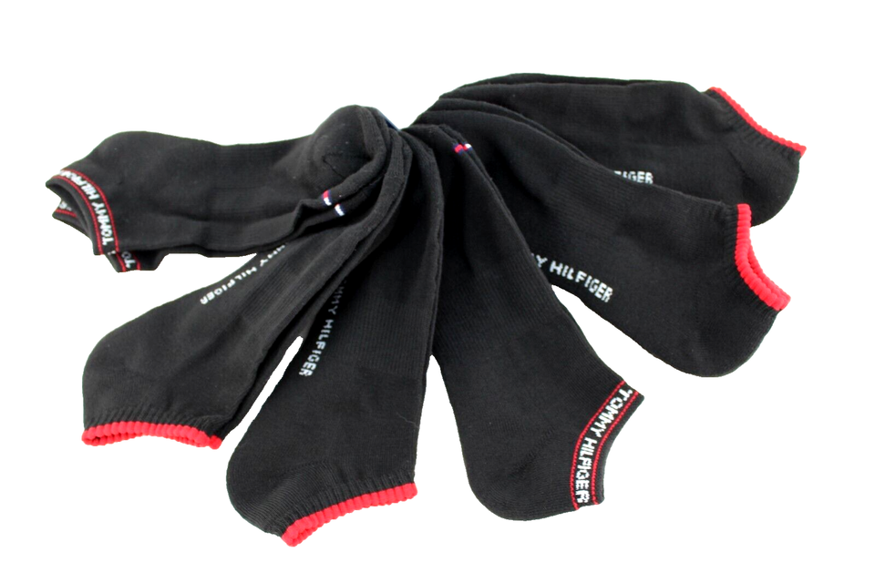 New TOMMY HILFIGER 6 Prs One Size Black Various Logo Designs Men's No