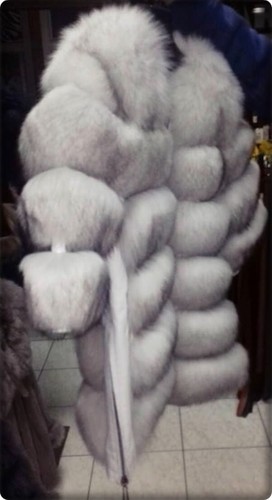 100% Luxus Echt Pelz Fuchs Fell Mantel Luxus Coat Moderne FellJacke - Bild 3 von 3