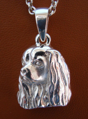 Sterling Silver Cavalier King Charles Spaniel Head Study Pendant