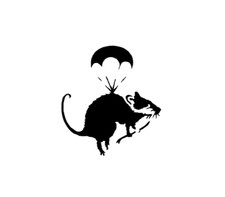 Banksy Parachute Crowbar Rat Black Vinyl Decal Weatherproof 3.8 X 3.5 Usa Banksy Parachute Crowbar Rat Black Vinyl Decal Weatherproof 3.8 X 3.5 Usa