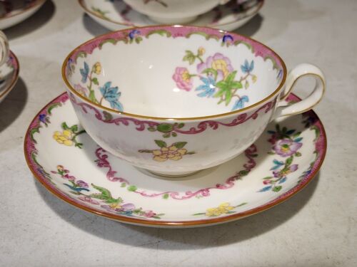 SET OF 4- Antique Mintons B925 Alma Floral Pink CUP AND SAUCER SETS - Picture 2 of 9