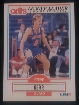 1990 Fleer Steve Kerr League Leader 3 Point Accuracy No. 34 Cleveland Cavaliers
