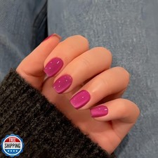 KQueenest Cat Eye Press on Nails Short, 30 Pcs Acrylic Press on Nails Square, 0.67 per gallon