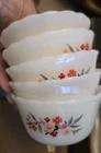 5 VTG Fire King Primrose Ramekins Small White Glass Custard Cup Bowl Set USA