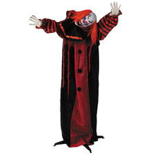 5 Ft. Animated Standing Black Red Clown Halloween Decoration - ATC