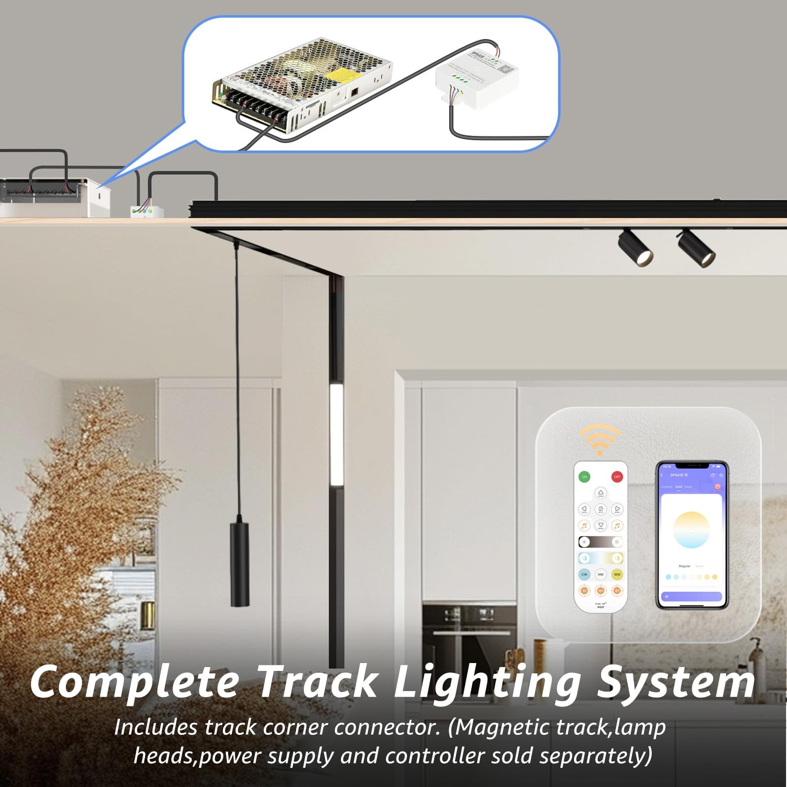 90-Degree Corner Connector for 4-Wire Magnetic Track Lighting, Aluminum Alloy...