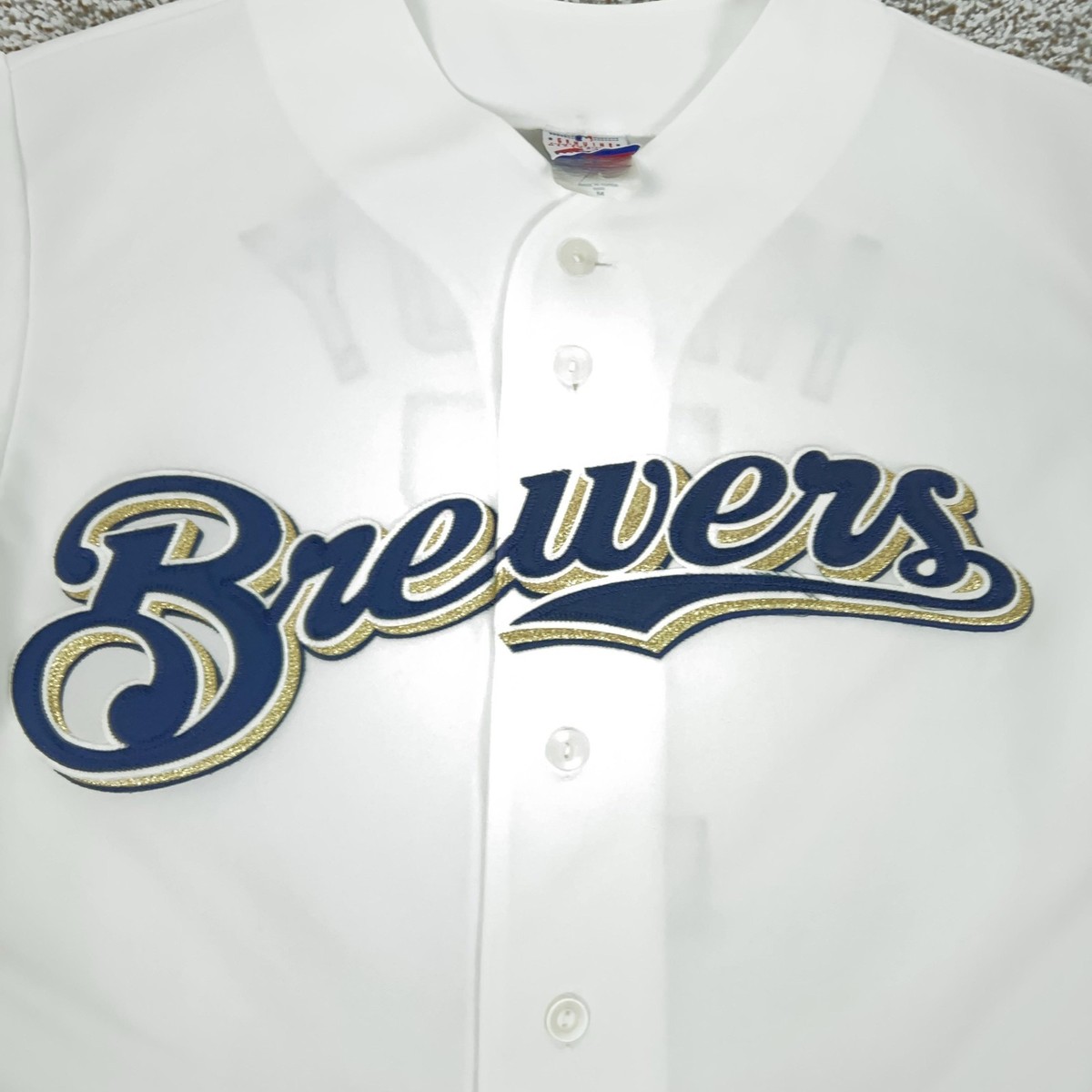 Milwaukee Brewers Jersey Mens Medium White MLB Baseball Majestic