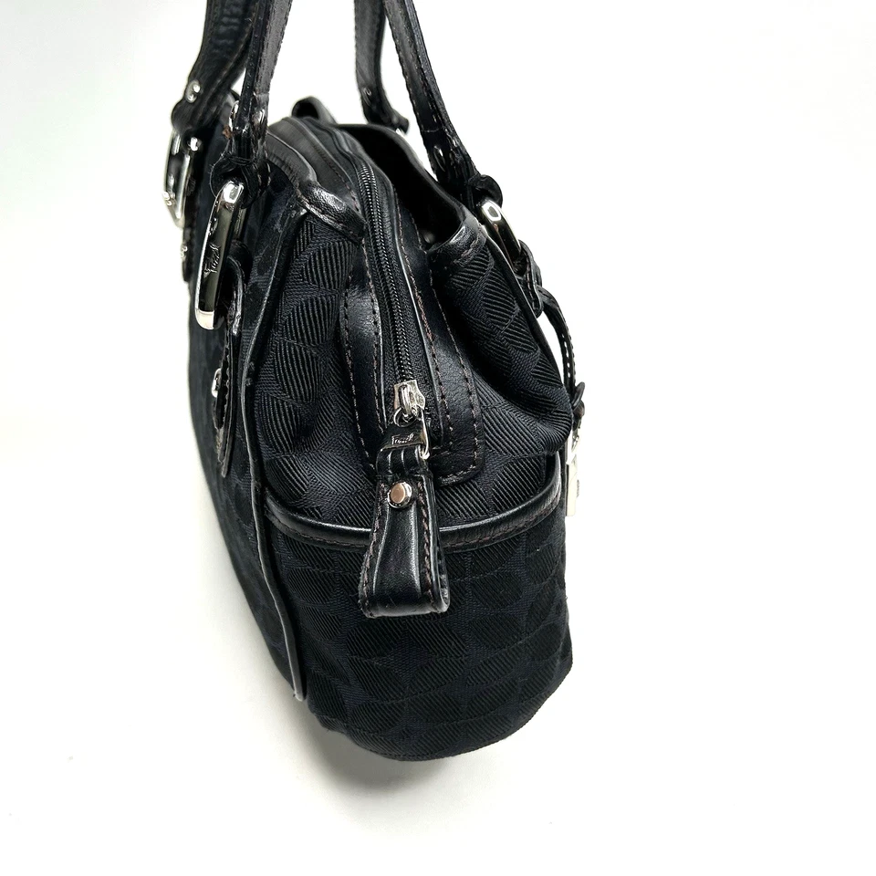FOSSIL Purse Satchel/Shoulder Bag Black Geo Print Canvas/Leather Medium - Image 4 of 4