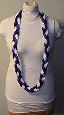 Purple, Black  White Graduation Lei Triple Ribbon Single Leis Lei