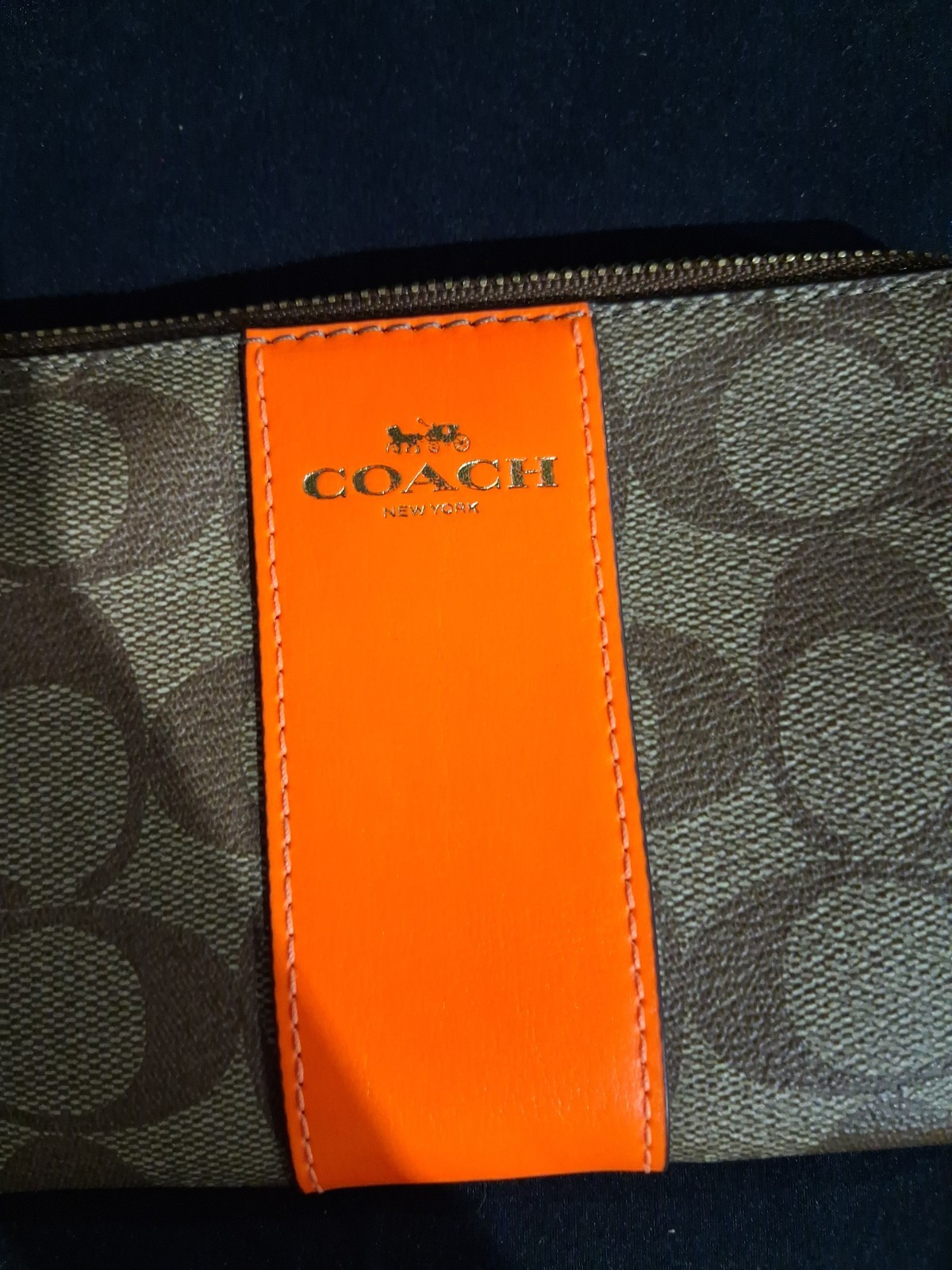 Coach Signature Orange Wallet Wristlet - Gem