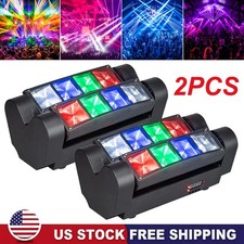 2PCS 8 LED Spider Moving Head Beam Stage Lighting RGBW DMX Disco Party DJ Lights