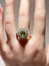 Gorgeous Sterling Silver 925 Ring With CZ And Green Stone Size 9 4.4 G