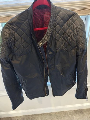 Gucci Men’s Black Quilted Leather Full Zip Jacket Stand Collar Size L/XL - product listing photo