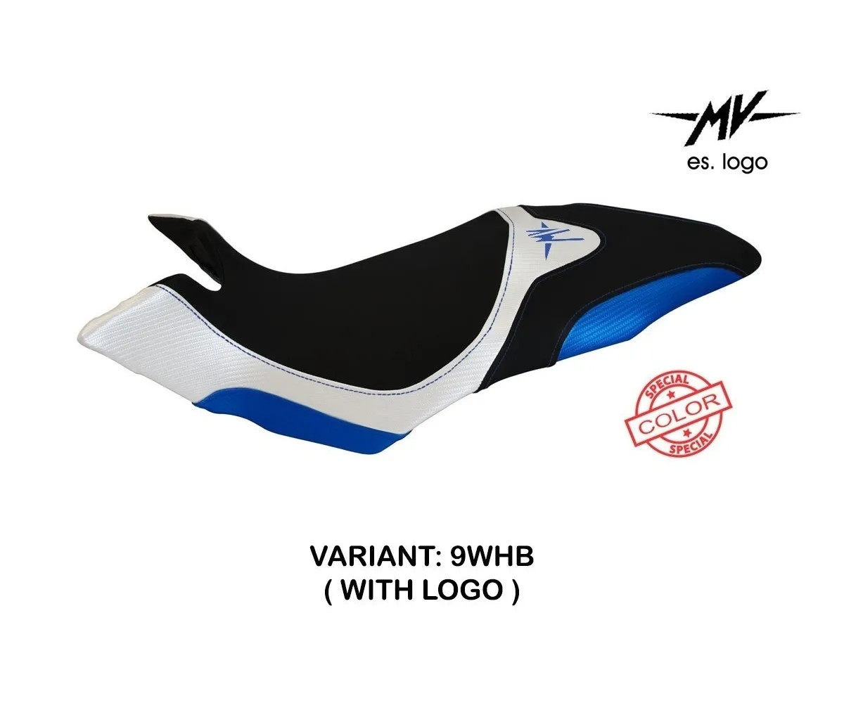 Seat saddle cover Aosta SC White-Blue TPZ MV AGUSTA DRAGSTER 800 2014 2018 qR