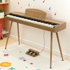 88-Key Full Size Fully Weighted Digital Piano Keyboard - Natural 3-Pedal Stand
