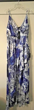 Lulus Hi Low Maxi Sun Dress Blue Print Size Medium M.  Ladies Women’s