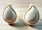Vintage Angel-skin Coral? Celluloid? Large Teardrop Earrings 14k Posts — photo 1