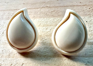 Vintage Angel-skin Coral? Celluloid? Large Teardrop Earrings 14k Posts