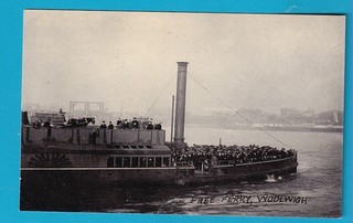 Original Real Photo Postcard Ferry FREE FERRY WOOLWICH Passengers
