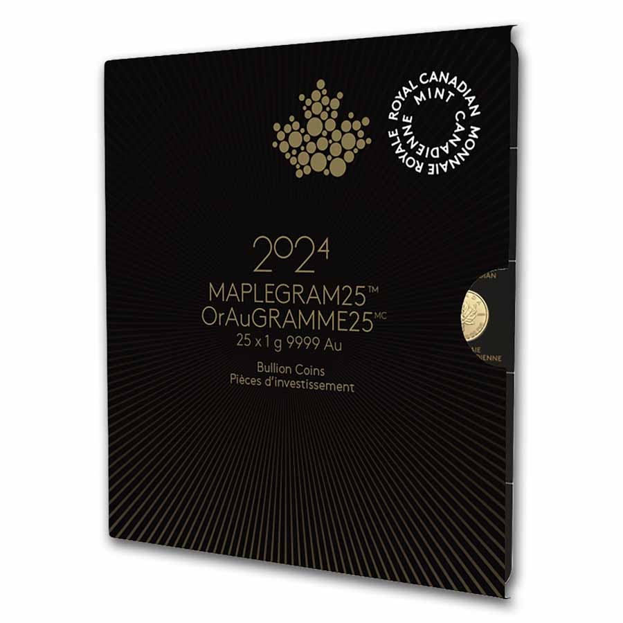 2025 25x 1 gram Gold Maple Leafs Maplegram25™ (In Assay