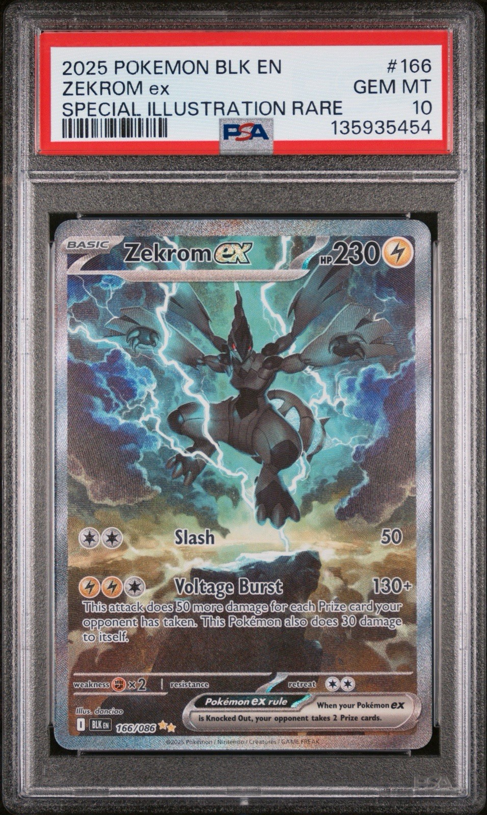 Pokemon 2025 Zekrom ex 166/086 SIR Black Bolt GEM MINT PSA 10