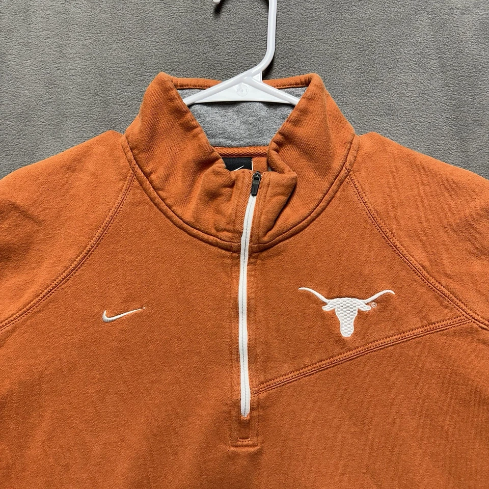 Moletom Texas Longhorns masculino grande Nike NCAA quarto zíper pulôver futebol - Imagem 3 de 4