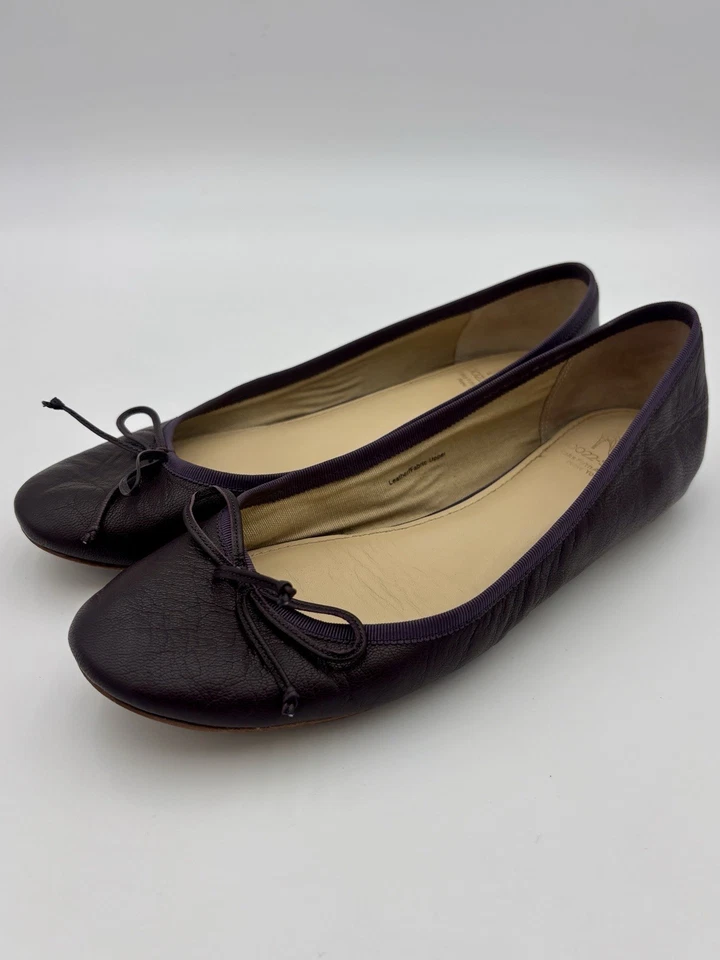 Pisos de ballet Saks Fifth Avenue 10022 cuero berenjena púrpura oscuro 39,5/8,5 M Foto 3 de 4