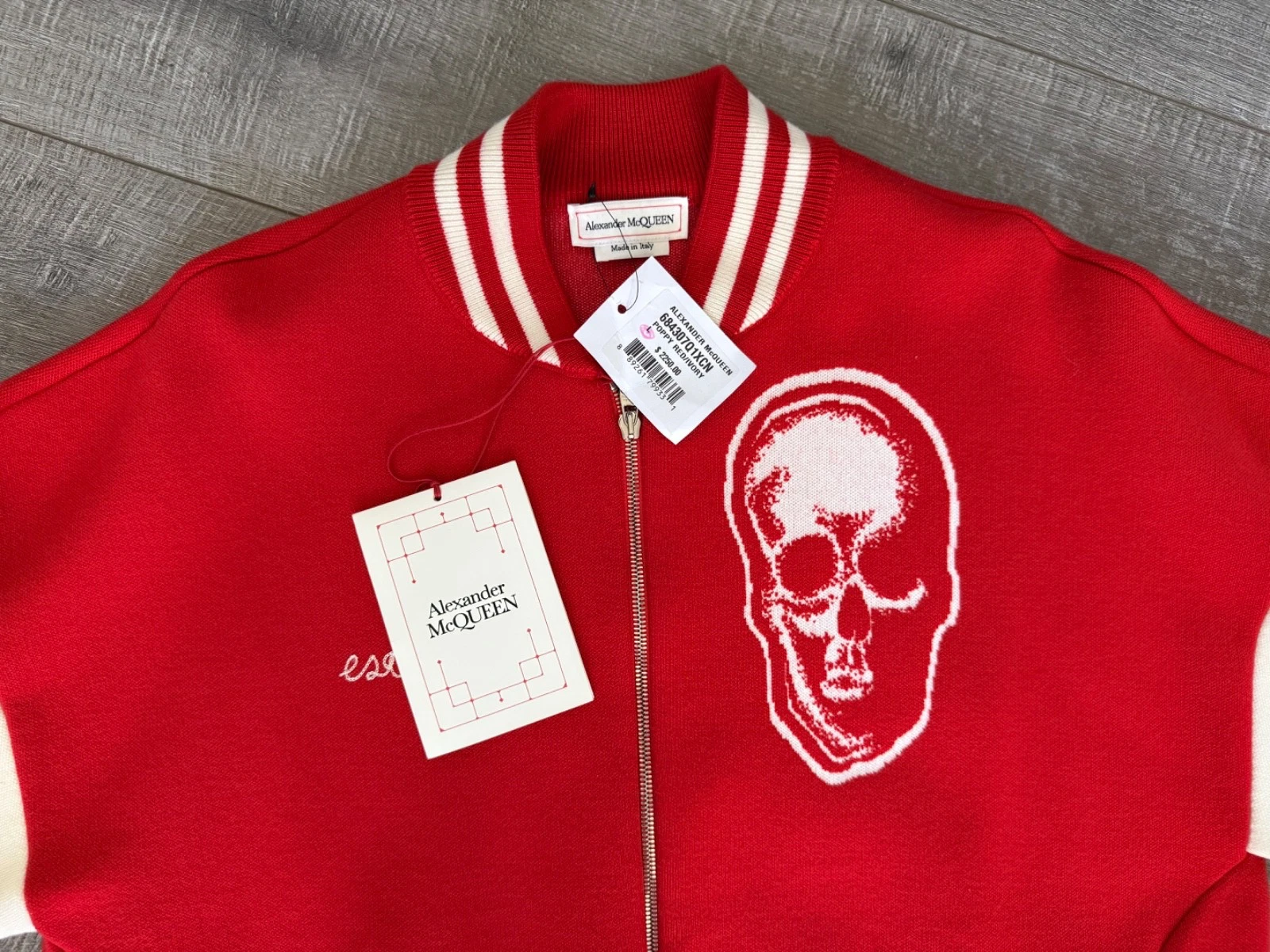 Alexander McQueen Varsity Jacket bomber Red / Ivory Oversize Large PTP 24" $2250 - product detail image 2