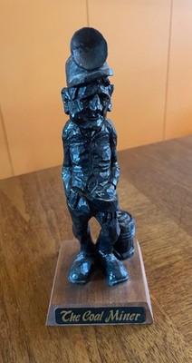 Coal Miner with coal pail statue carved from coal - stand appt. 9.5 