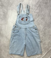 Vintage Disney Mickey Minnie 90s Denim Overall Shortalls Women  s Size Large