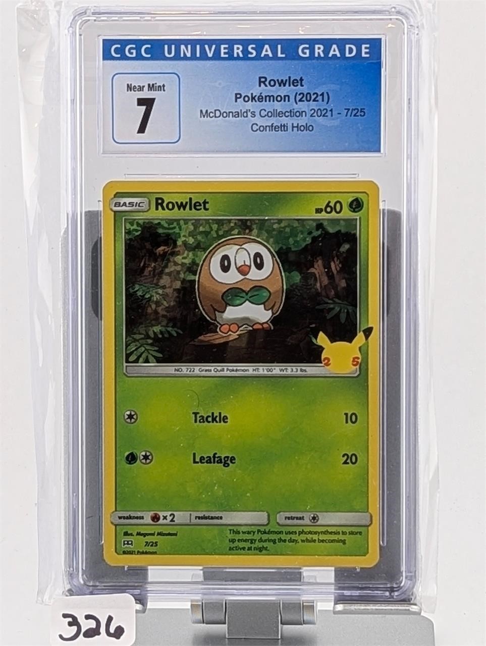 2021 Pokemon McDonald's 25th Anniversary Rowlet #7/25 Confetti Holo CGC 7 NM