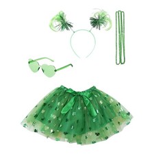 Saint Patricks Kost&uuml;m Set Gummibund Party Requisiten Glitzer Perlen Halsketten f&uuml;r