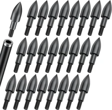 24 Pcs 100 Grain Field Tips, 5/16" Screw-In Bullet Points Archery Arrow Tips, St