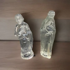 Vintage Iridescent Crystal Glass Two Wise Men Christian Manger Scene