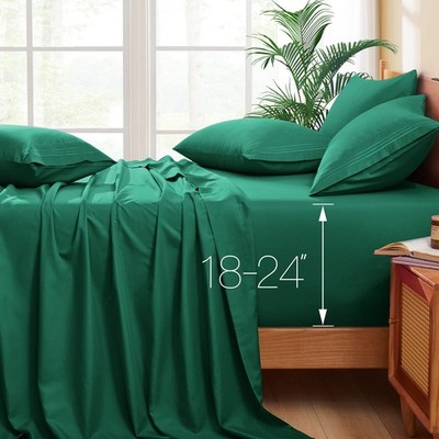 Extra Deep Pocket King Sheets - Fits Mattress 18-24 Inches Deep - 6 Pieces Ho...
