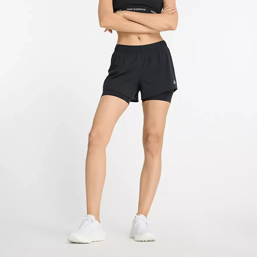 NWT New Balance WOMENS RC 2 IN 1 SHORTS SZ XL BLK