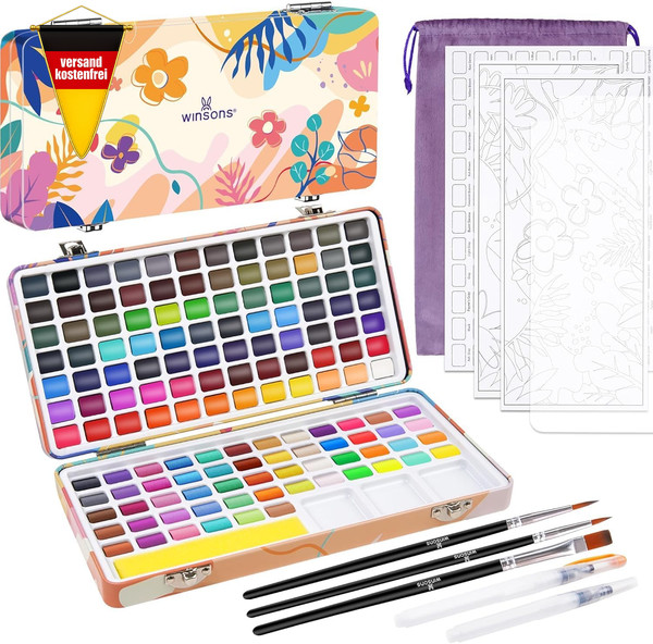 Winsons Aquarellfarben 138 Farben, Ungiftig Wasserfarbkasten FüR AnfäNger-image