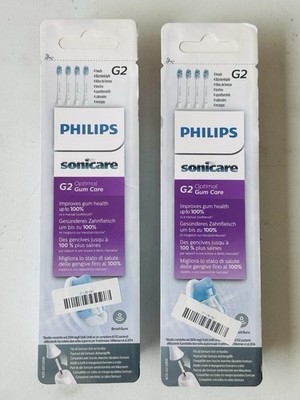 2 pack 8 Philips Sonicare Geniune G2 Optimal Gum Care Brush Heads HX9033/65