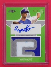 2019 Leaf Perfect Game Ryan Bruno 9/10 Autograph Green Game Jersey Patch #PA-RB1