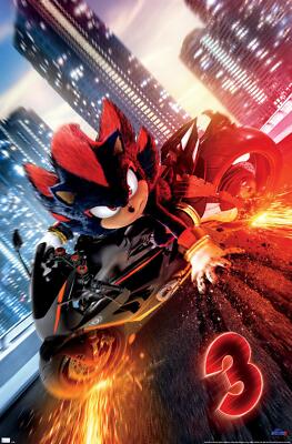 Sonic The Hedgehog 3 - Shadow Motorcycle One Sheet - Poster