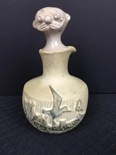 Vtg Pacific Stoneware Pottery Beach Decanter 1970 B Welsh People Lovers Stopper 