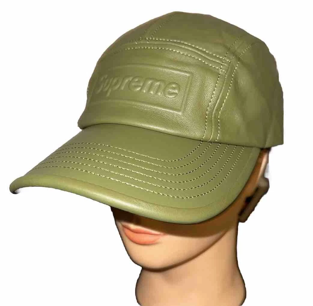 Casquette de camp neuve SUPREME en cuir goretex vert olive SS22 neuve avec étiquette rare temps en relief