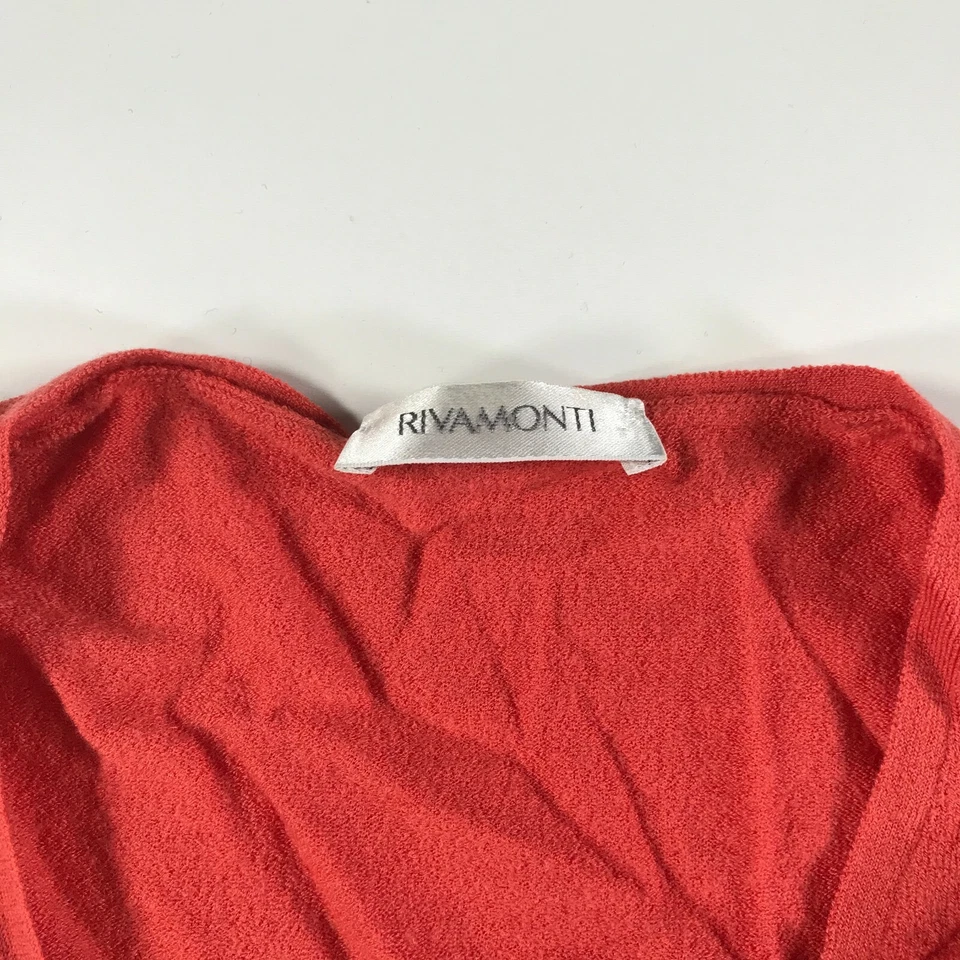 Cárdigan Suéter Rivamonti Para Mujer M Coral Rojo Botón Frontal Cuello en V Lana Elástica Foto 2 de 4