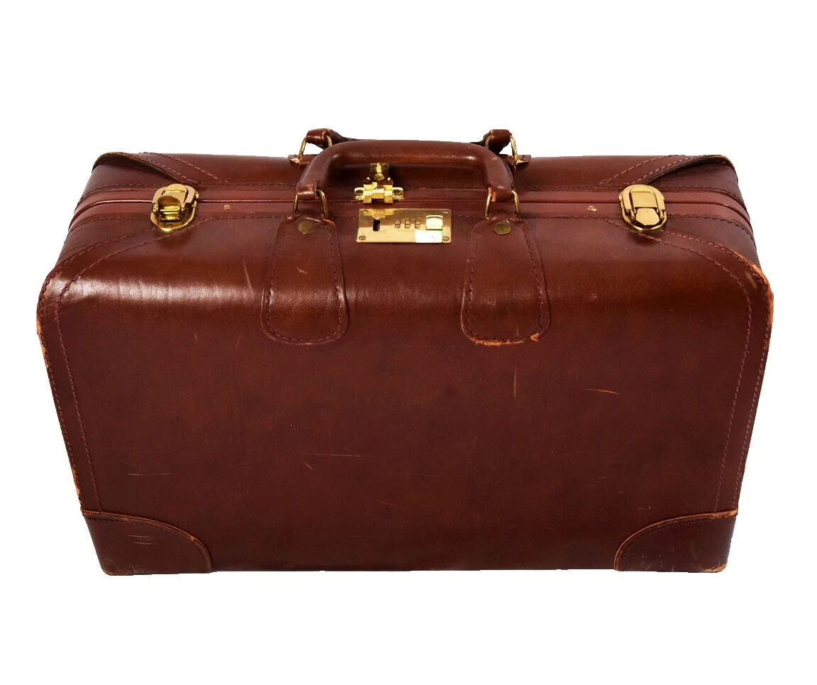 Cuero marrón 1940s Vintage Equipaje Y Accesorios de viaje vintage