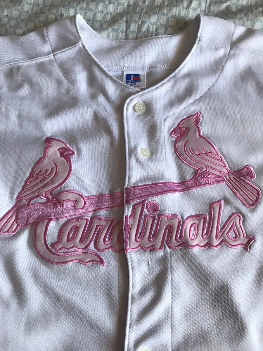 Girls RUSSELL St Louis CARDINALS Pink Baseball MLB Jersey Sz 8/10 Youth  READ