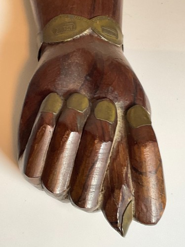 Puño Figa Brasileño De Colección 11" Madera con Uñas y Bandas de Latón-Pulsera - Imagen 4 de 14