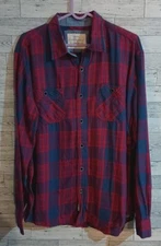 Weatherproof Vintage Shirt Adult Mens Medium Red / Blue Plaid Flannel Button Up