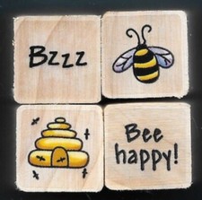 BEES HONEY HIVE BZZZ BEE HAPPY Nature Life Insect NEW MINI LOT RUBBER STAMP