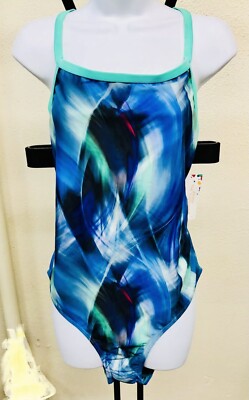 NWT Enjoy The Sunshine Blue Womens One-Piece Swimwear Bathing Suit 3X Made Small